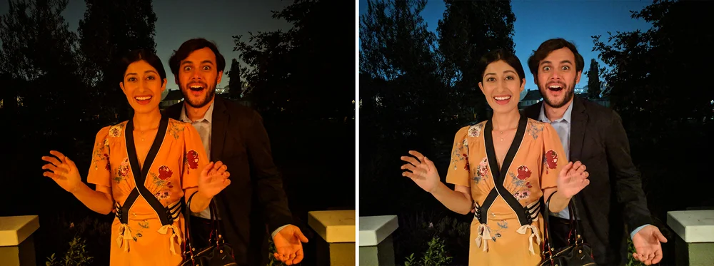 correcting face color on night sight